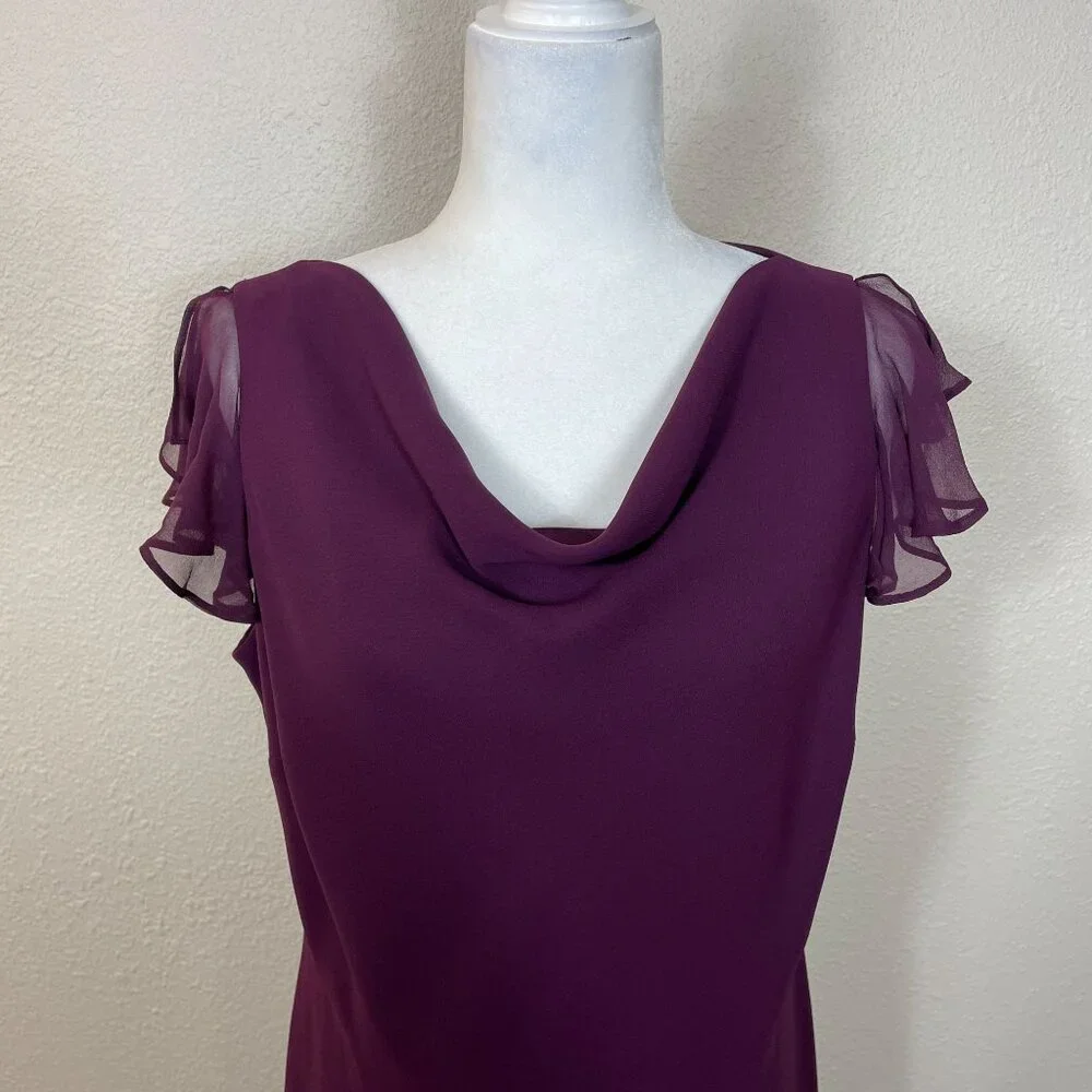 Jones Wear Dress 16 Plum Cowl Neck 90s Y2K Tiered Fairy Whimsi Gown - Picture 5 of 10
